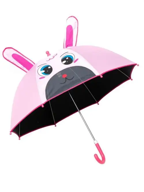 Зонт-трость  детский с ушками, полуавтомат ( 8 спиц)