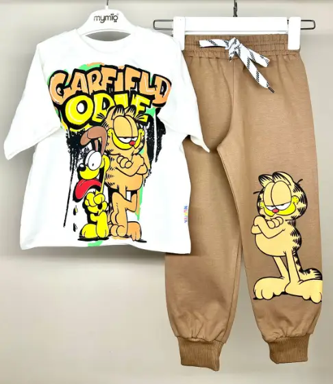 Костюм для мальчика футболка + брюки с мультяшным принтом ( р-р 3-7лет)