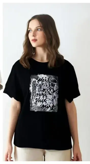 Футболка трикотажная с принтом женская (р-р 54-56)