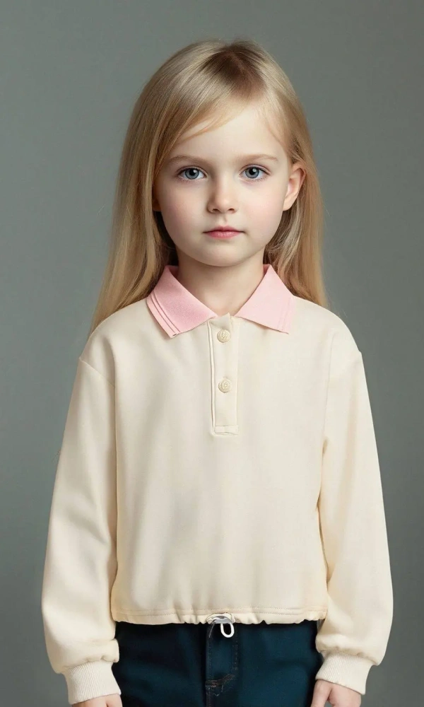 Лонгслив поло для девочки (р-р 116-140)