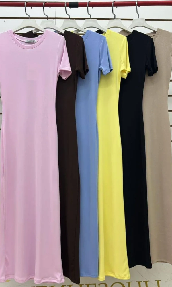 Платье макси базовое с коротким рукавом облегающее (р-р 42-44)