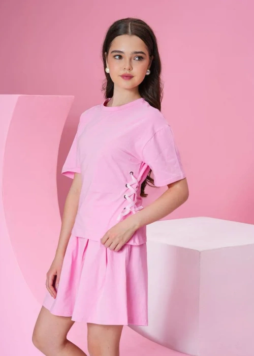 Костюм для девочки, футболка с завязками и шорты (р-р 36-44)