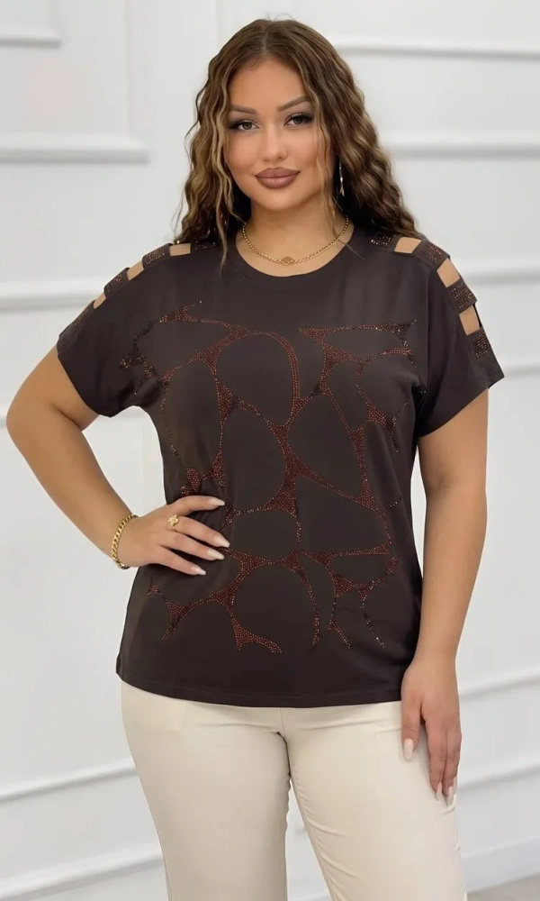 Футболка женская с открытыми плечами (р-р 52-58)