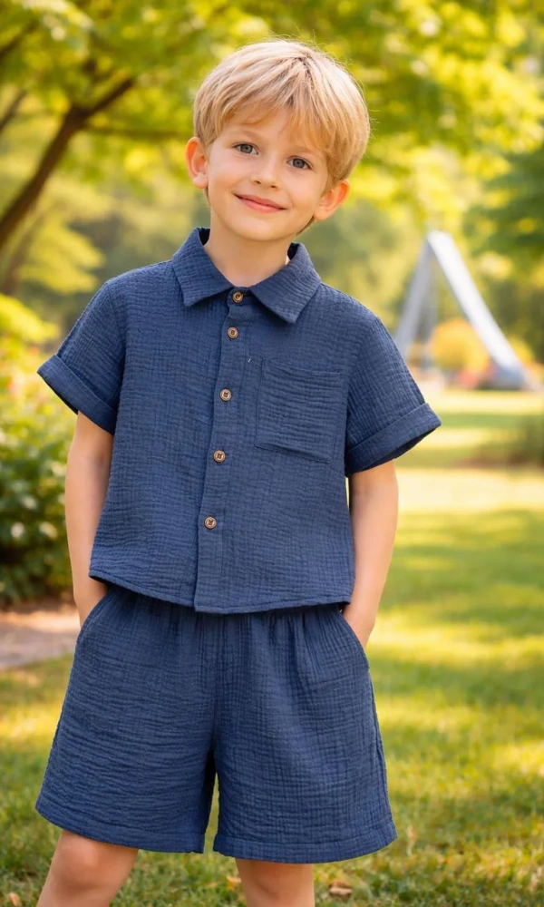 Костюм с шортами муслиновый для мальчика (р-р 28-36)