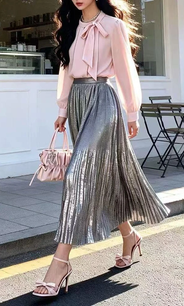 Юбка плиссе женская миди (р-р единый 44-48)