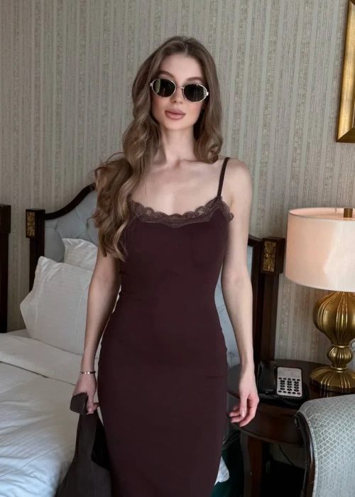 Платье женское на бретельках, с гипюром (р-р 42-44)