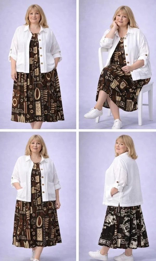 Костюм льняной двойка женский (р-р 50-56)