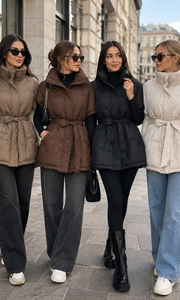 Жилетка стёганая с поясом женская (р-р M-XXL)