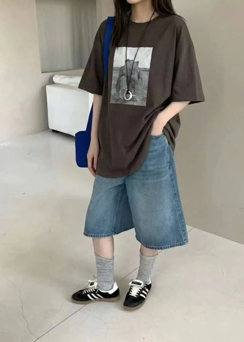 Футболка свободная женская с принтом (р-р единый 42-48)