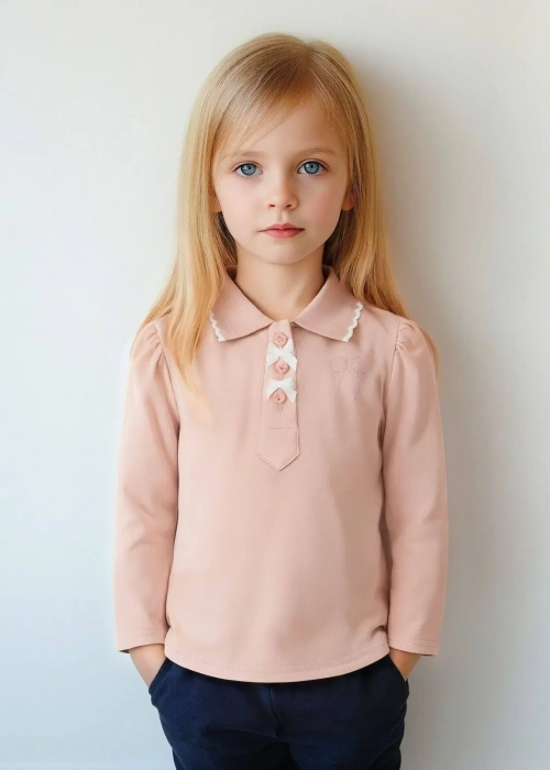 Кофточка поло с бантиками для девочки (98-122)