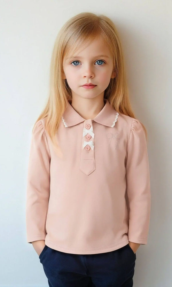 Кофточка поло с бантиками для девочки (98-122)