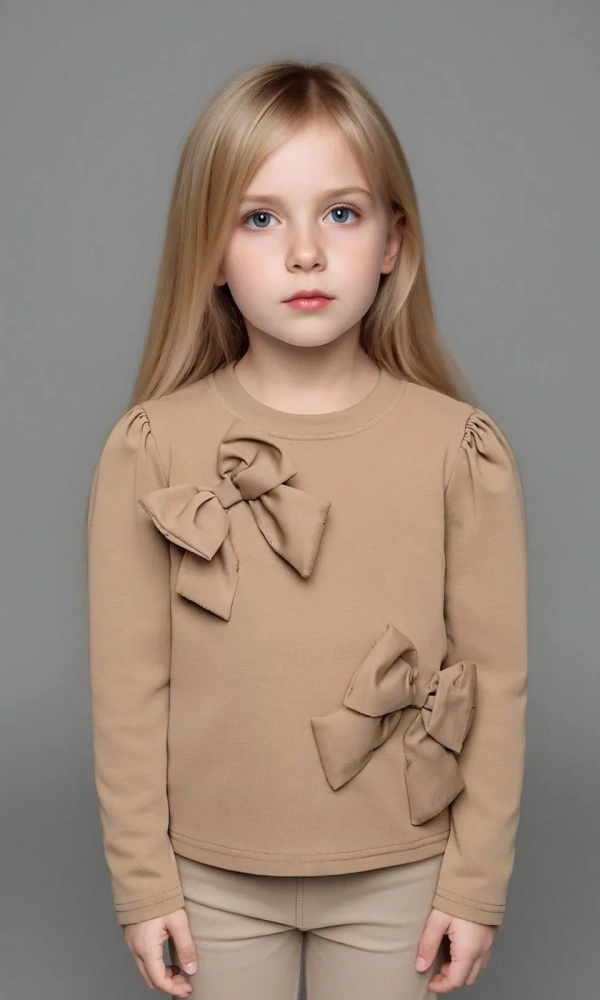 Лонгслив с бантами для девочки (р-р 116-140)