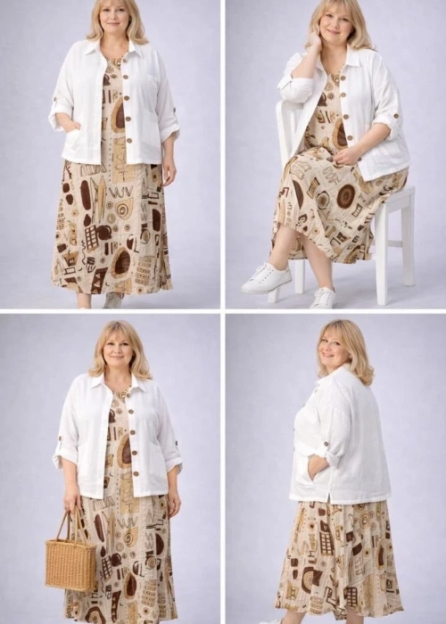 Костюм льняной двойка женский (р-р 50-56)