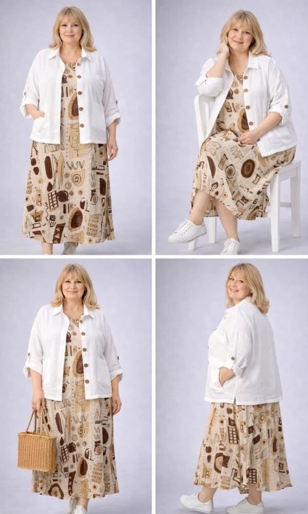 Костюм льняной двойка женский (р-р 50-56)