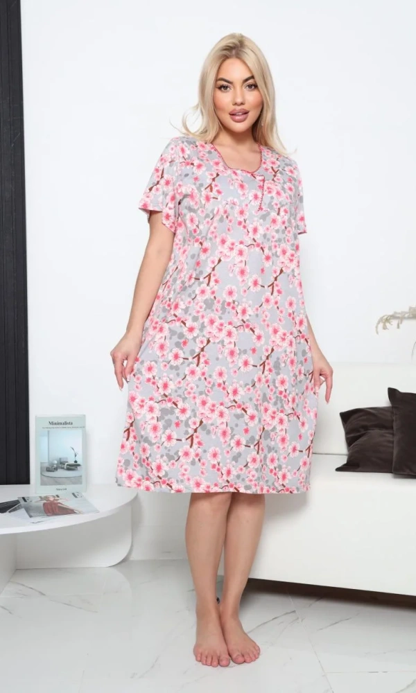 Сорочка женская ночная с коротким рукавом (р-р 48-56)