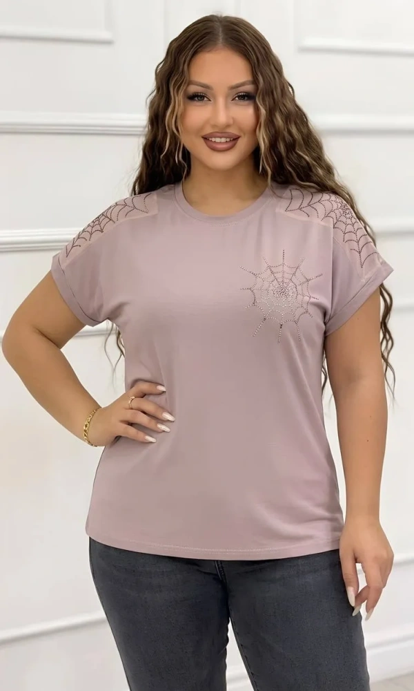 Футболка трикотажная со стразами женская (р-р 52-58)