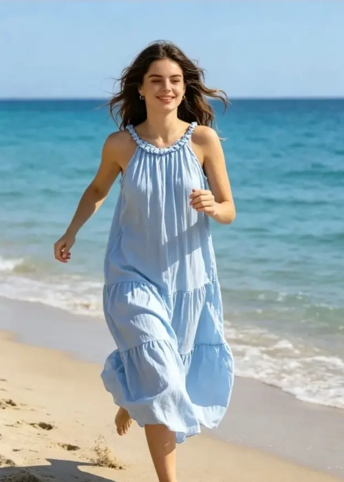 Платье макси летнее на бретелях женское (р-р единый 44-48)