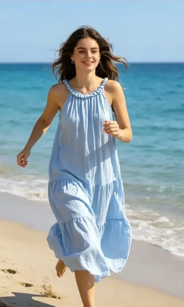 Платье макси летнее на бретелях женское (р-р единый 44-48)