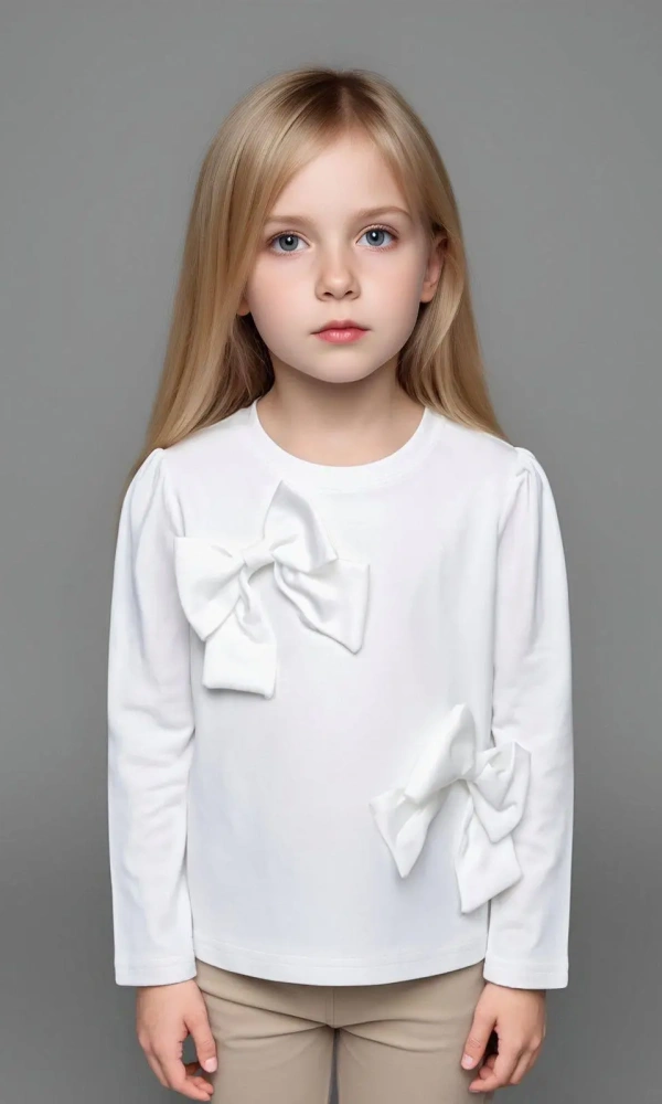 Лонгслив с бантами для девочки (р-р 116-140)
