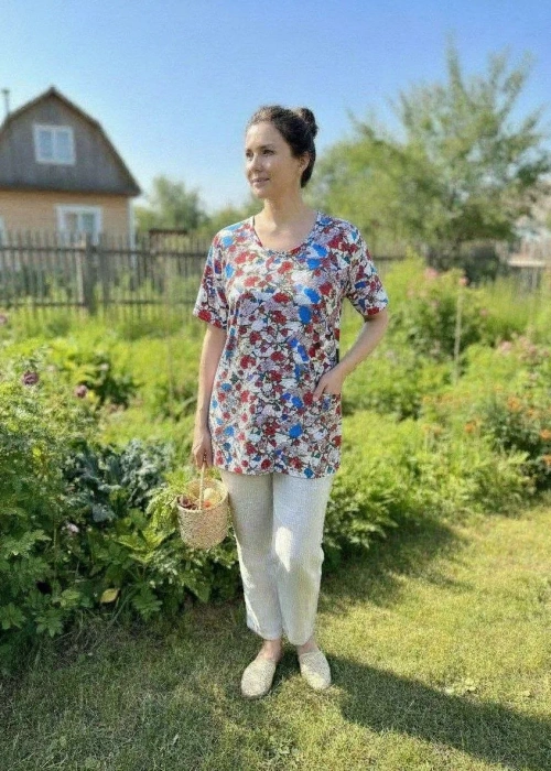 Футболка дачная с принтом женская (р-р 50-60)