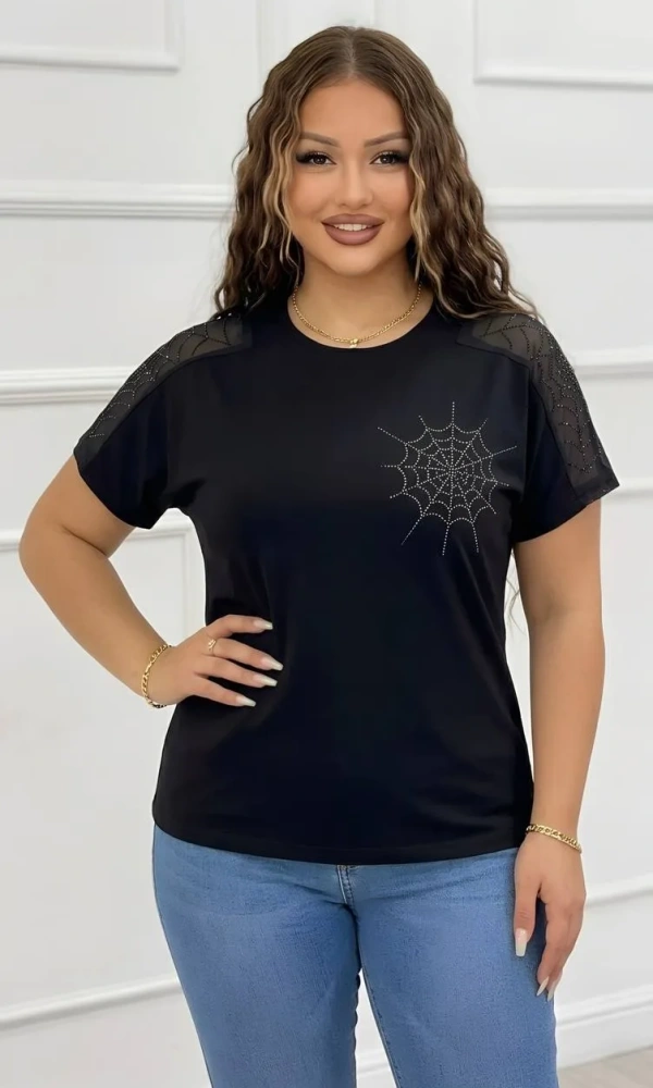 Футболка трикотажная со стразами женская (р-р 52-58)