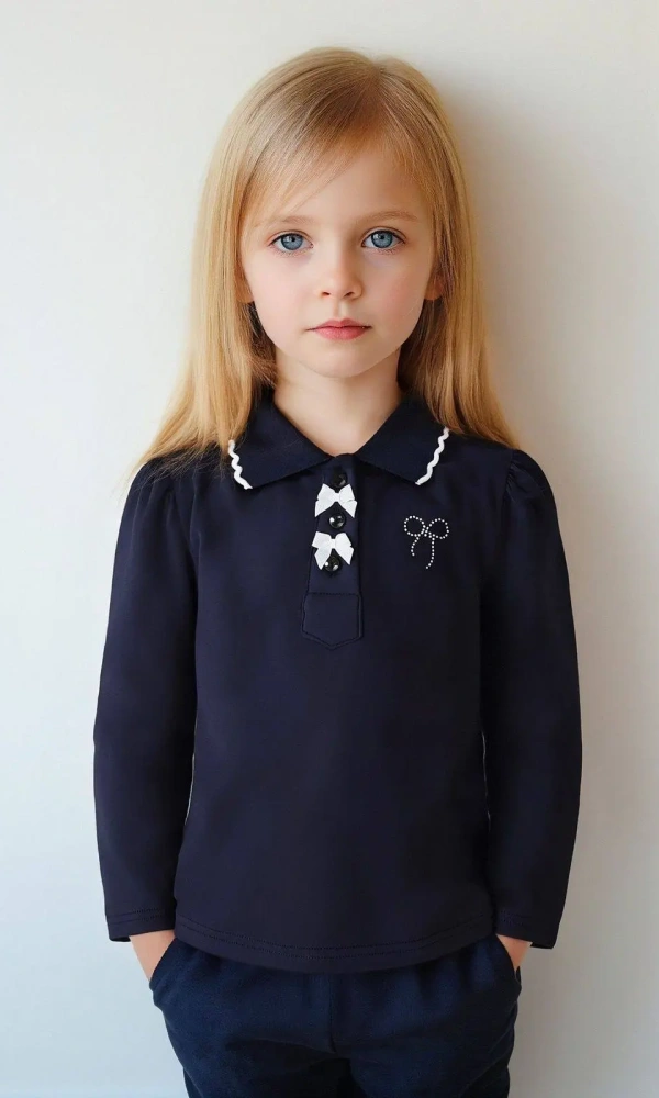 Кофточка поло с бантиками для девочки (98-122)