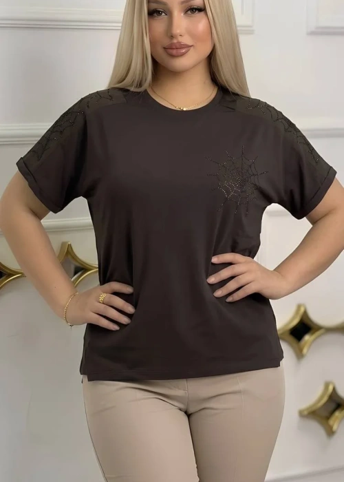 Футболка трикотажная со стразами женская (р-р 52-58)