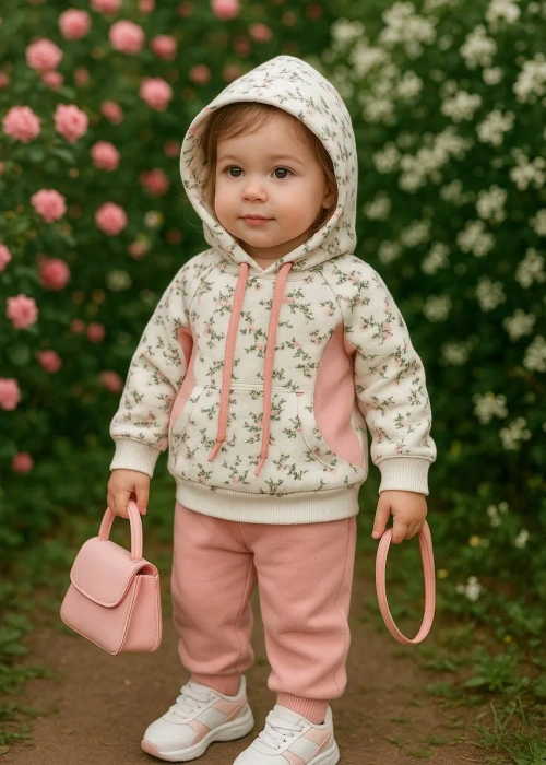 Костюм для девочки: худи с капюшоном+брюки (р-р 74-92)