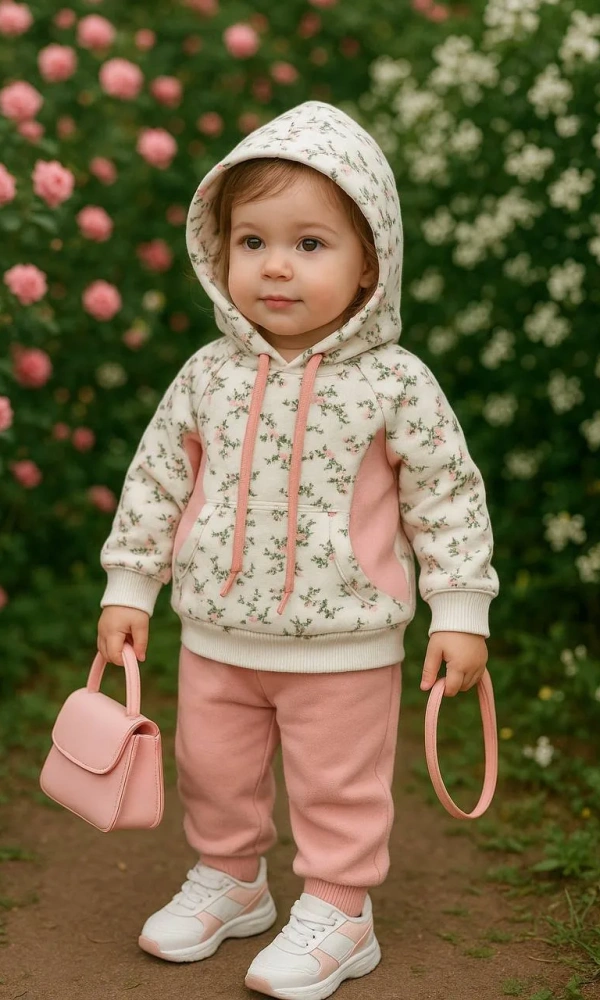 Костюм для девочки: худи с капюшоном+брюки (р-р 74-92)