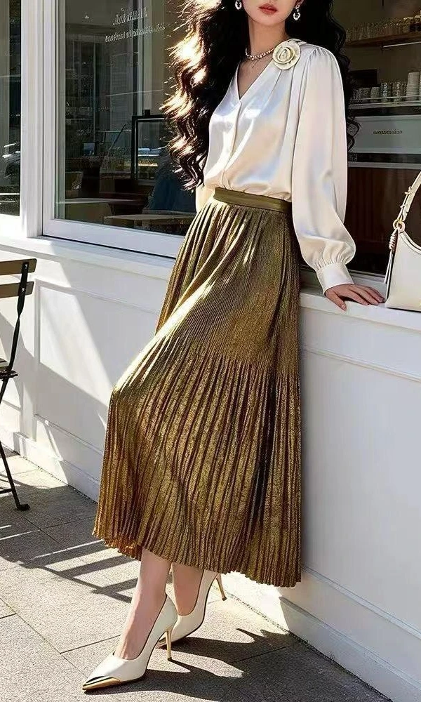 Юбка плиссе женская миди (р-р единый 44-48)