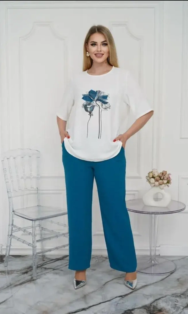 Костюм женский с широкими брюками (р-р 46-56)