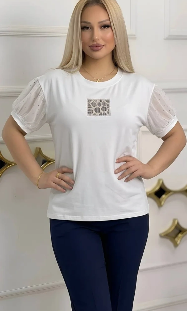 Футболка нарядная с принтом женская (р-р 52-58)