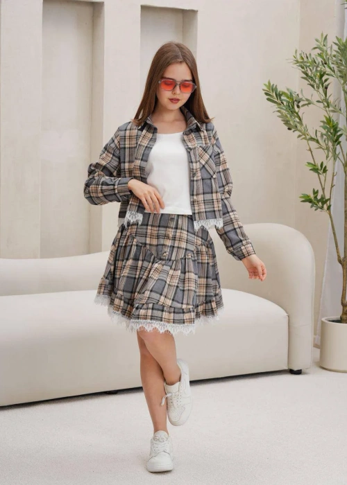 Костюм с юбкой в клетку для девочки (р-р 36-44)