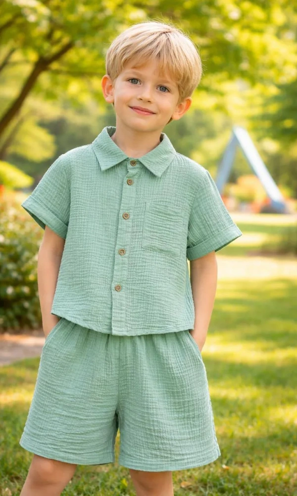 Костюм с шортами муслиновый для мальчика (р-р 28-36)
