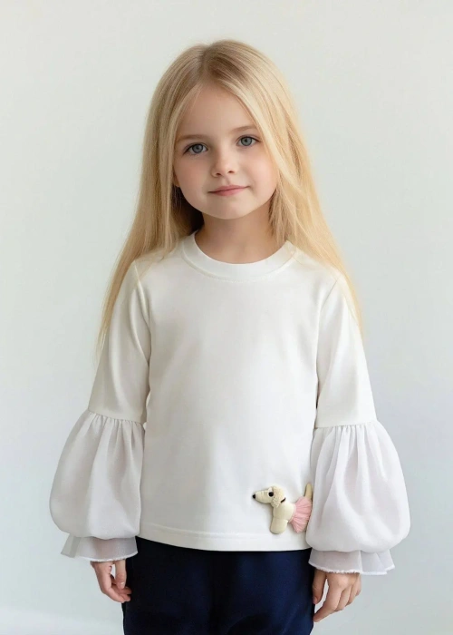 Лонгслив нарядный с пышными рукавами для девочки (р-р 98-122)