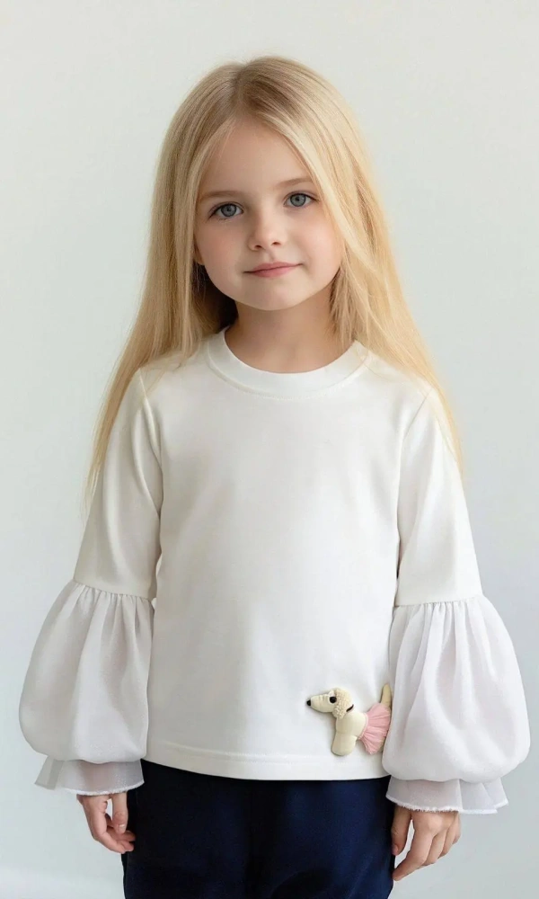 Лонгслив нарядный с пышными рукавами для девочки (р-р 98-122)