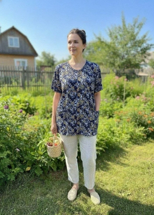 Футболка дачная с принтом женская (р-р 50-60)