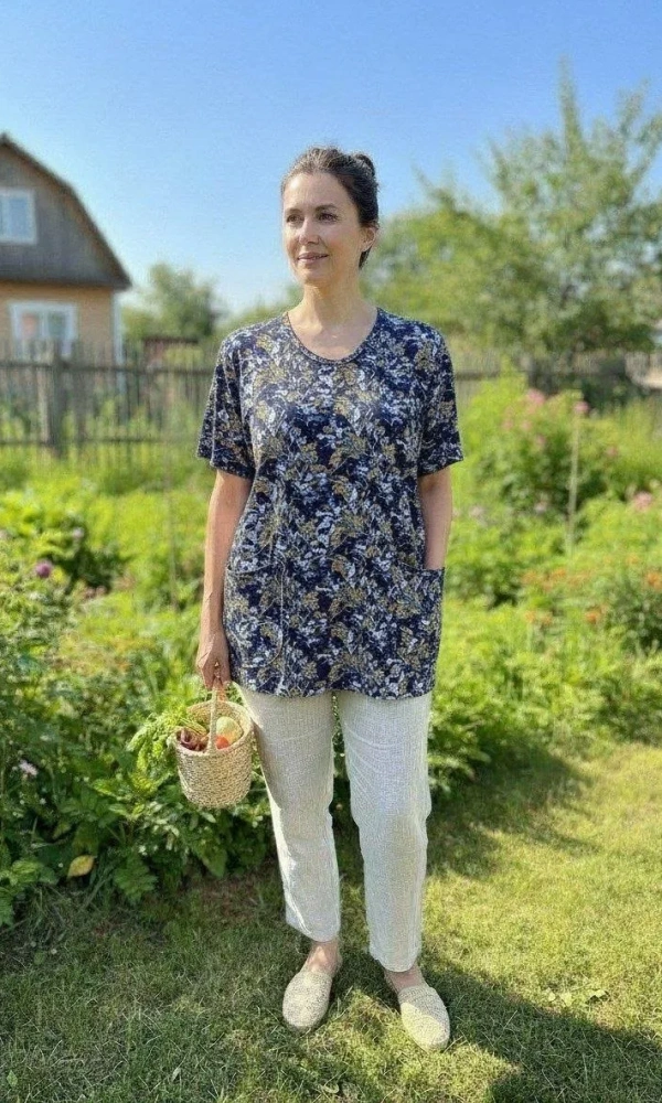 Футболка дачная с принтом женская (р-р 50-60)