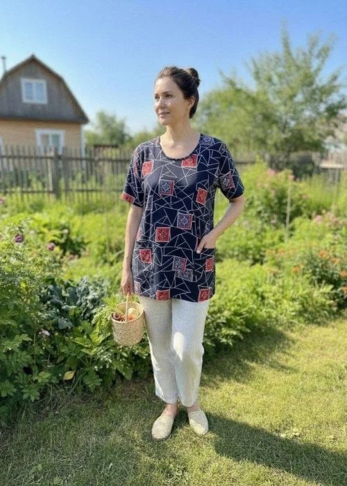 Футболка дачная с принтом женская (р-р 50-60)