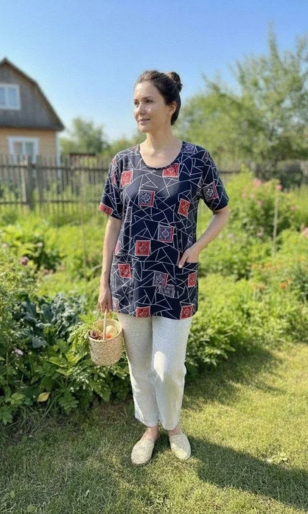 Футболка дачная с принтом женская (р-р 50-60)