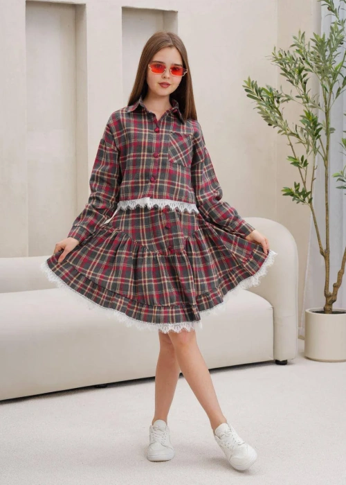 Костюм с юбкой в клетку для девочки (р-р 36-44)