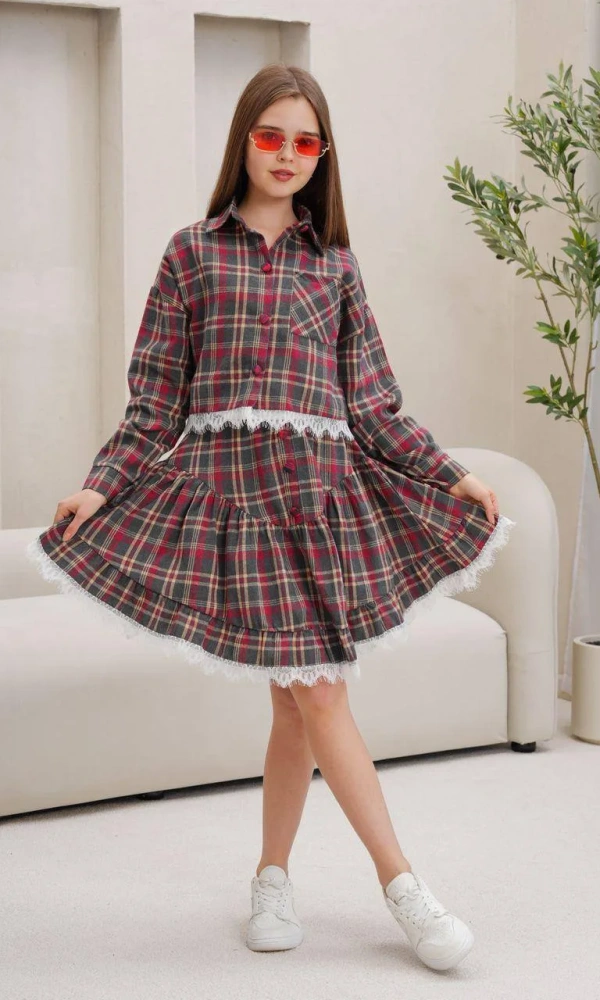 Костюм с юбкой в клетку для девочки (р-р 36-44)