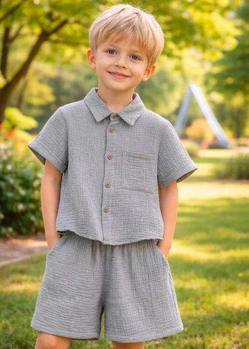 Костюм с шортами муслиновый для мальчика (р-р 28-36)