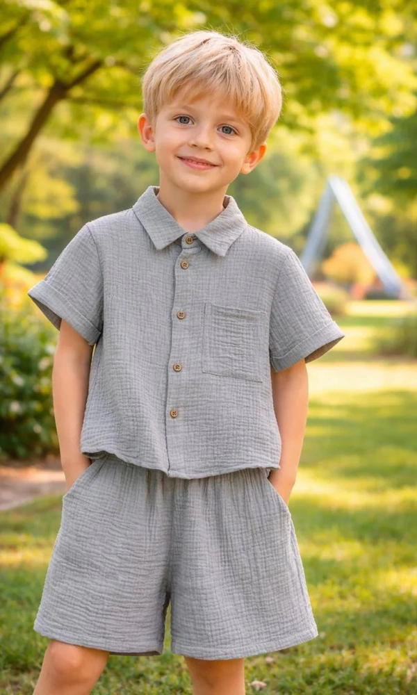 Костюм с шортами муслиновый для мальчика (р-р 28-36)