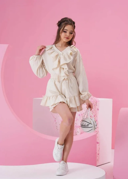 Костюм летний в полоску рубашка+юбка для девочки (р-р 36-44)