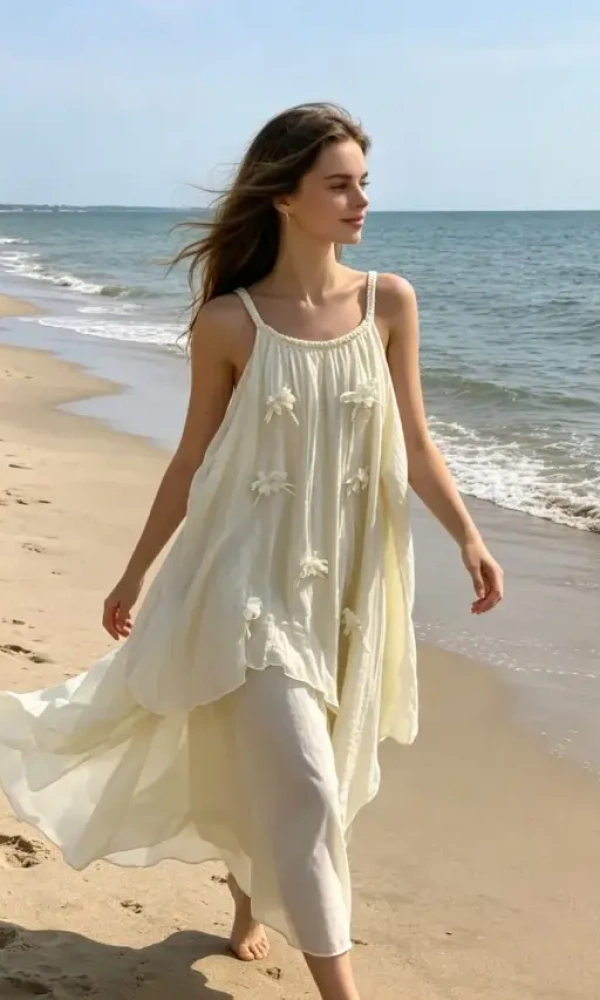 Платье летнее женское на бретелях (р-р единый 44-48)