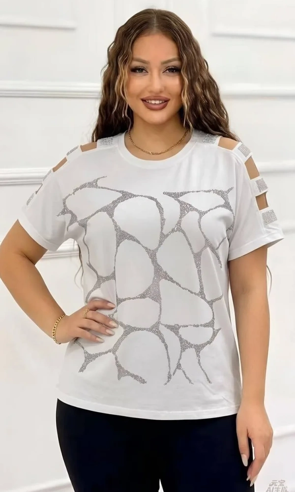 Футболка женская с открытыми плечами (р-р 52-58)