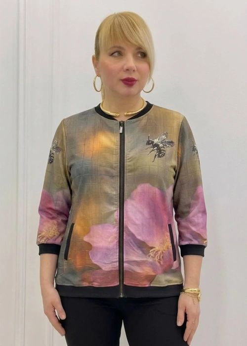 Толстовка трикотажная на молнии с принтом женская (р-р 50-56)