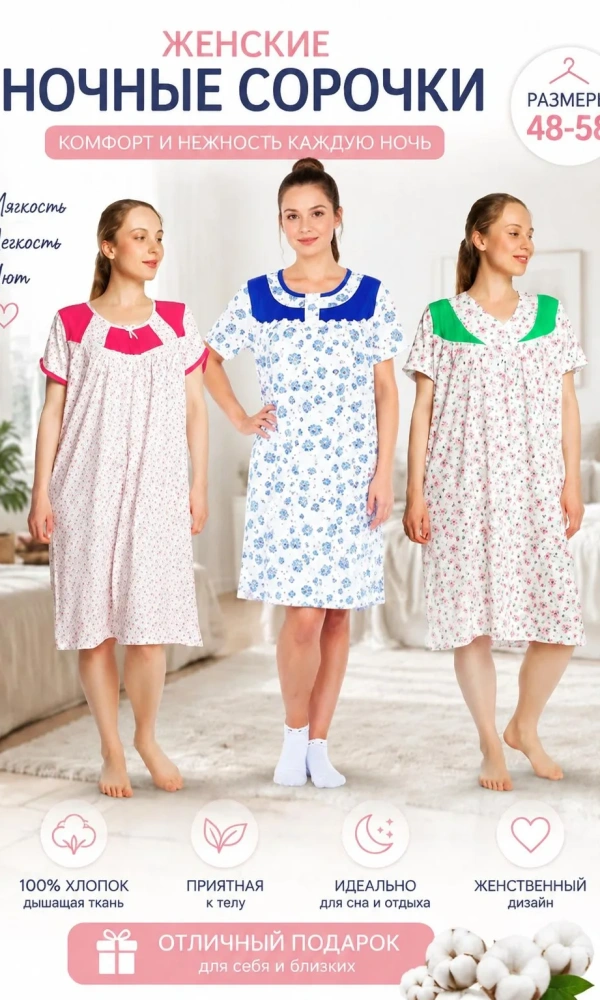 Сорочка женская -- (р-р 48-58)