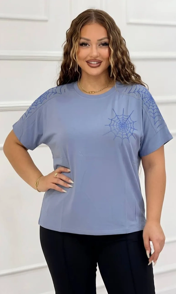 Футболка трикотажная со стразами женская (р-р 52-58)